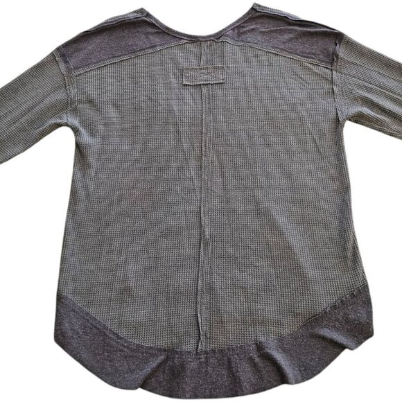 La Miel WMNS Blue V-Neck Waffle Knit Longline Top SZ Sm - Picture 3 of 8